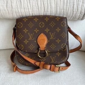 Louis Vuitton Brown Monogram Crossbody Bag with Tan Leather Trim